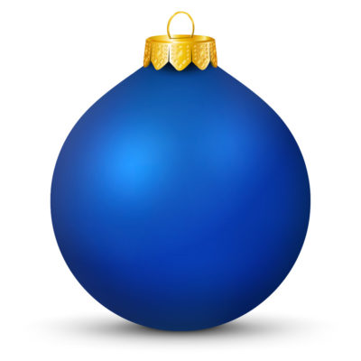 Metallic Shiny Blue Christmas Ball (Orb) with Golden Hanging Loop