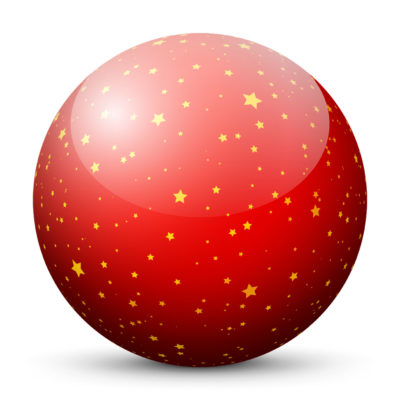 Red Glossy Christmas Ball/Sphere with Golden Starlets