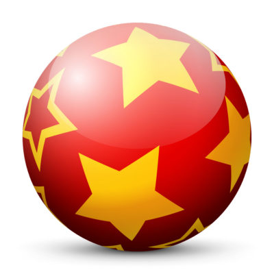 Red Glossy Christmas Ball/Sphere with Golden Starlets