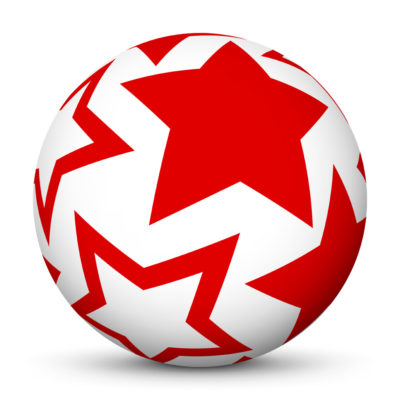 White Christmas Ball/Sphere with Red Starlets