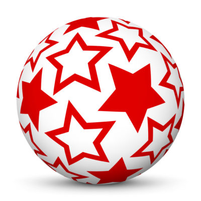 White Christmas Ball/Sphere with Red Starlets