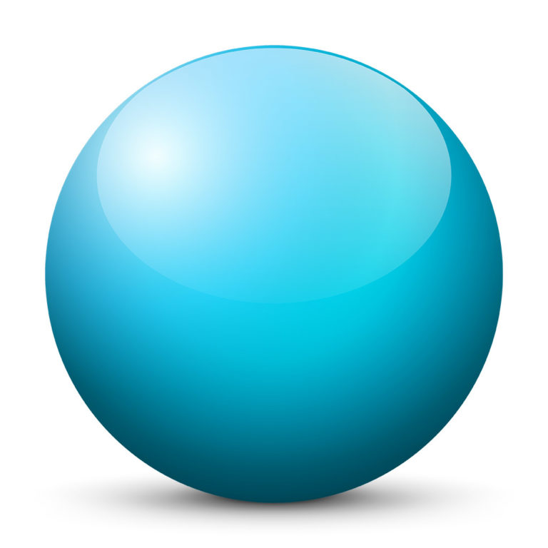 Turquoise Blue Colored Sphere (Orb) with Shiny/Glossy and Gleaming