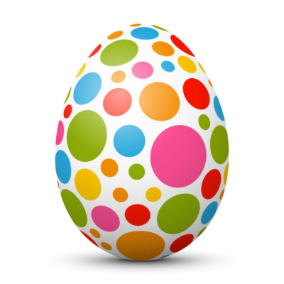 White Easter Egg/Orb with Colorful Dots on Surface