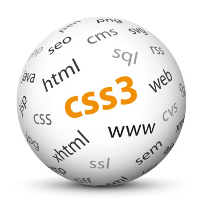 White Sphere with Tag-Cloud / Word-Cloud! Acronym: "css3"