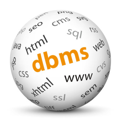 White Sphere with Tag-Cloud / Word-Cloud! Acronym: "dbms"