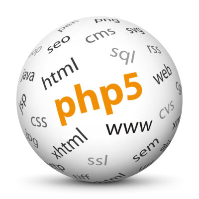 White Sphere with Tag-Cloud / Word-Cloud! Acronym: "php5"