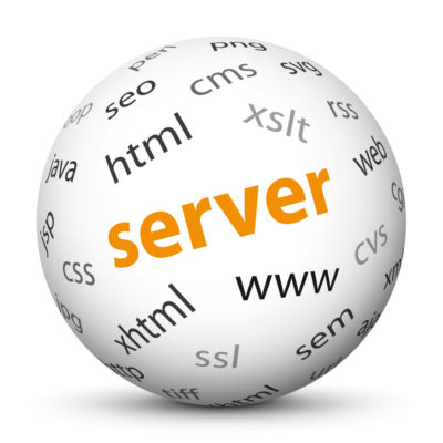 White Sphere with Tag-Cloud / Word-Cloud! Keyword: "server"