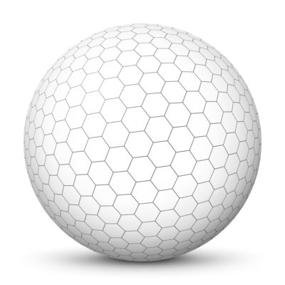 White Sphere with Gray Honeycomb Pattern on Surface