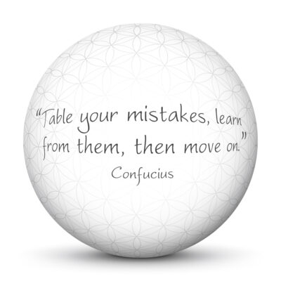 White Sphere with Confucius Quote - Table your mistakes, learn from them, then move on.